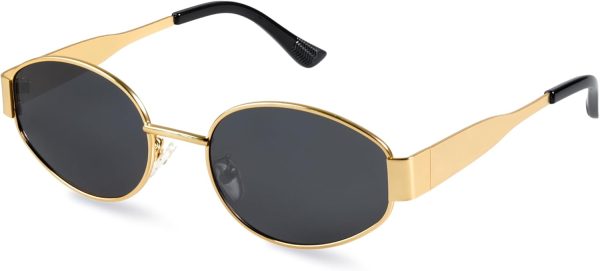 Trendy Oval Sunglasses - Stylish Polarized Shades for Everyday - Retro Metal Frames