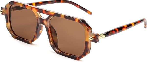Vintage Square 70s Flat Aviator Sunglasses Women Men Classic Retro Stylish Frame  Sunglasses