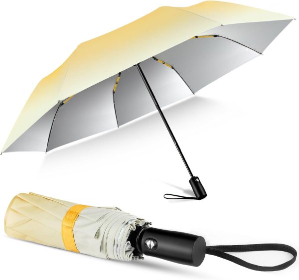 Cute Women Sun Umbrella - Automatic Folding UV Protection Lightweight Umbrella Compact Travel Fashion Pretty Collapsible Golf Rain Umbrellas for Women