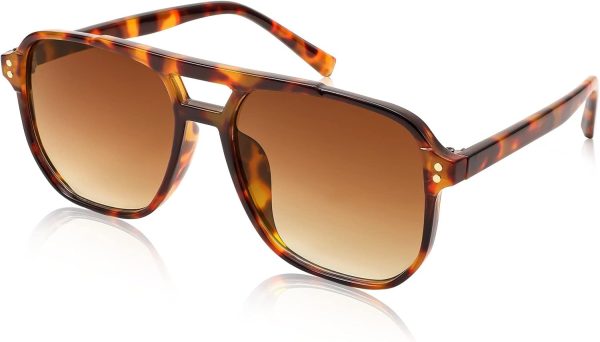 Retro Square Aviator Sunglasses Women Men 70s Vintage Trendy Plastic Frame Sun Glasses
