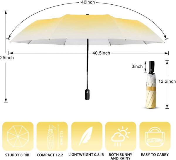 Cute Women Sun Umbrella - Automatic Folding UV Protection Lightweight Umbrella Compact Travel Fashion Pretty Collapsible Golf Rain Umbrellas for Women - Image 2