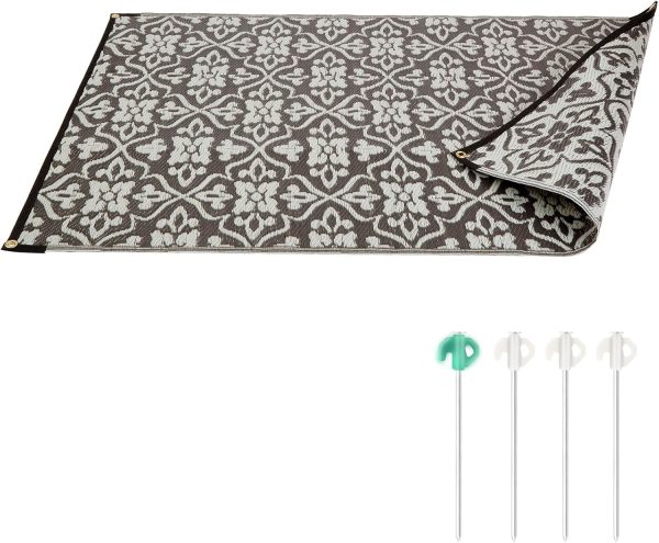 RV Camping Mat 9'×12' Foldable, Reversible Mat, Durable Polypropylene, Suitable for Outdoor, Backyard, Deck and Beach Activities