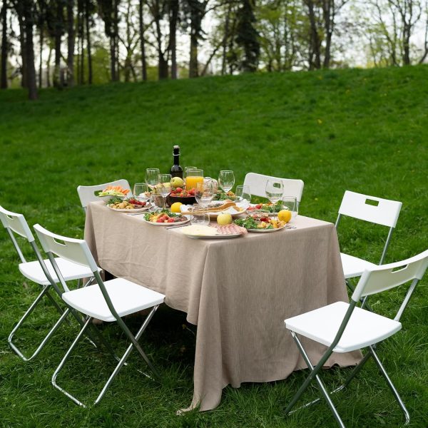 330lbs Folding Picnic Table 4/6/8 Foot Adjustable Height, 4/6/8FT Plastic Table Portable w/Handle, Utility Commercial Craft Sewing Card Table w/Heavy Duty Frame for Party Events - Image 2